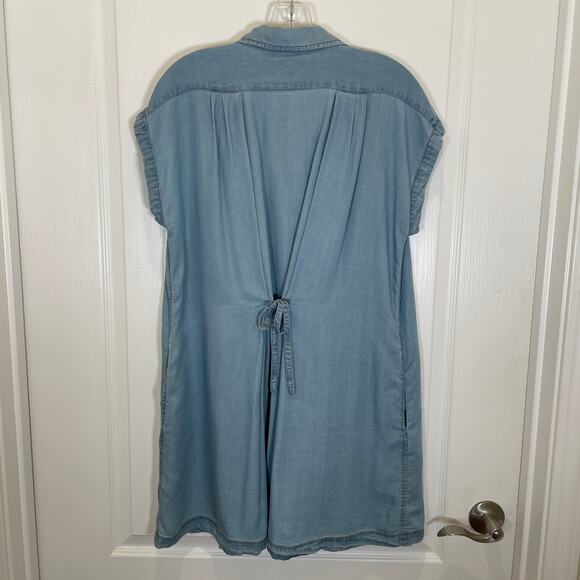 Urban Outfitters Cooperative Dress Chambray Blue Mini Shirtdress Lyocell S - Picture 6 of 7